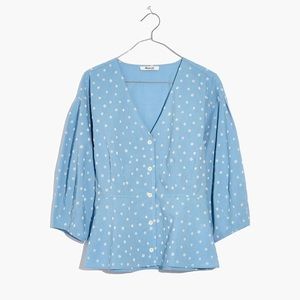 Madewell Blue Dot Peplum Top Size 2